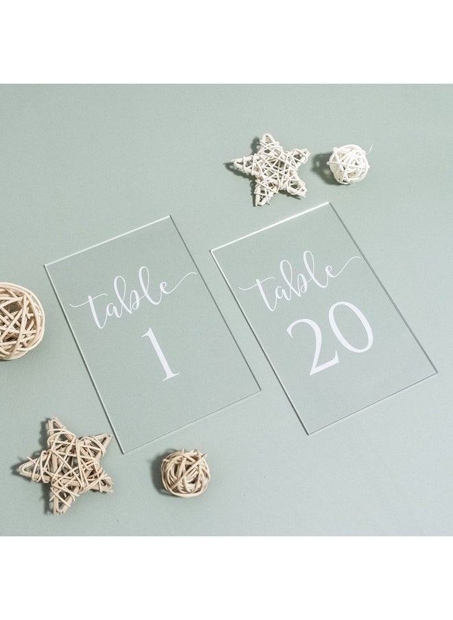 JINMURY JINMURY 20 Pack Acrylic Wedding Table Numbers with Stand- 4x6 Inch Acrylic Table Number 1-20 Printed Calligraphy, Acrylic Table Sign with Holder for Wedding, Events& Parties Centerpieces Decor Clear  - Image 5