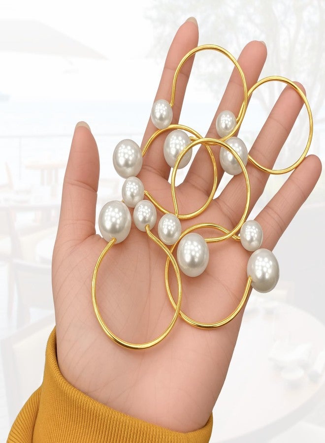 EQUNROY Gold Pearl Napkin Rings Set of 12, 4cm Ring with 1.2cm & 1.6cm Double Pearls for Elegant Table Setting, Wedding, Christmas, Thanksgiving Dinner Party Decor - Image 5