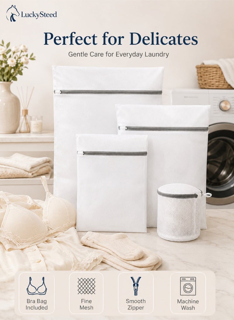 LuckySteed 4 PCS Laundry Mesh Bags Set, Clothes Washing Bags with Zipper, Bra Wash Bag and Delicates Laundry Bags for Washing Machine - Image 4