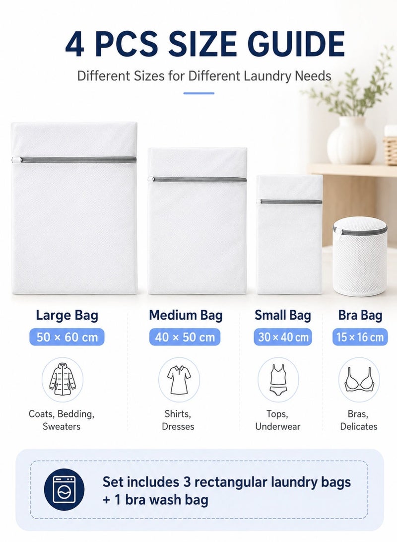 LuckySteed 4 PCS Laundry Mesh Bags Set, Clothes Washing Bags with Zipper, Bra Wash Bag and Delicates Laundry Bags for Washing Machine - Image 5