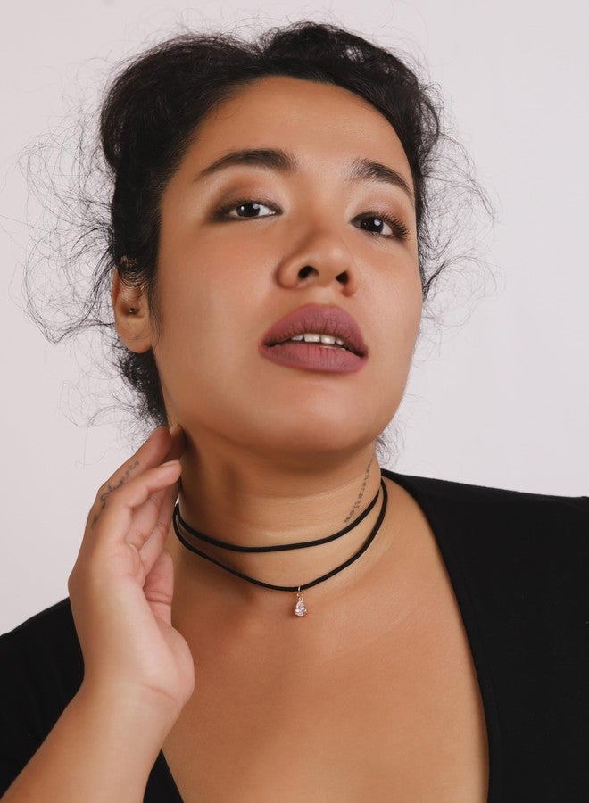 Sacina Layered Black Choker Necklace, Glass Teardrop Chocker, Black Necklace, Gothic Goth Boho Choker, Christmas Jewelry Gift For Women, Stainless Steel, glass, black faux leather cord, No Gemstone - Image 4