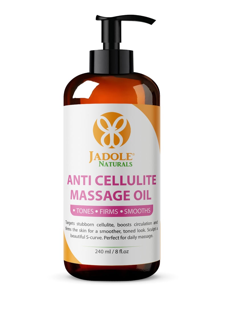 Jadole Naturals Anti-Cellulite Treatment Massage Oil 240ml, Firming, Toning, Smoothing & Moisturizing - Image 1