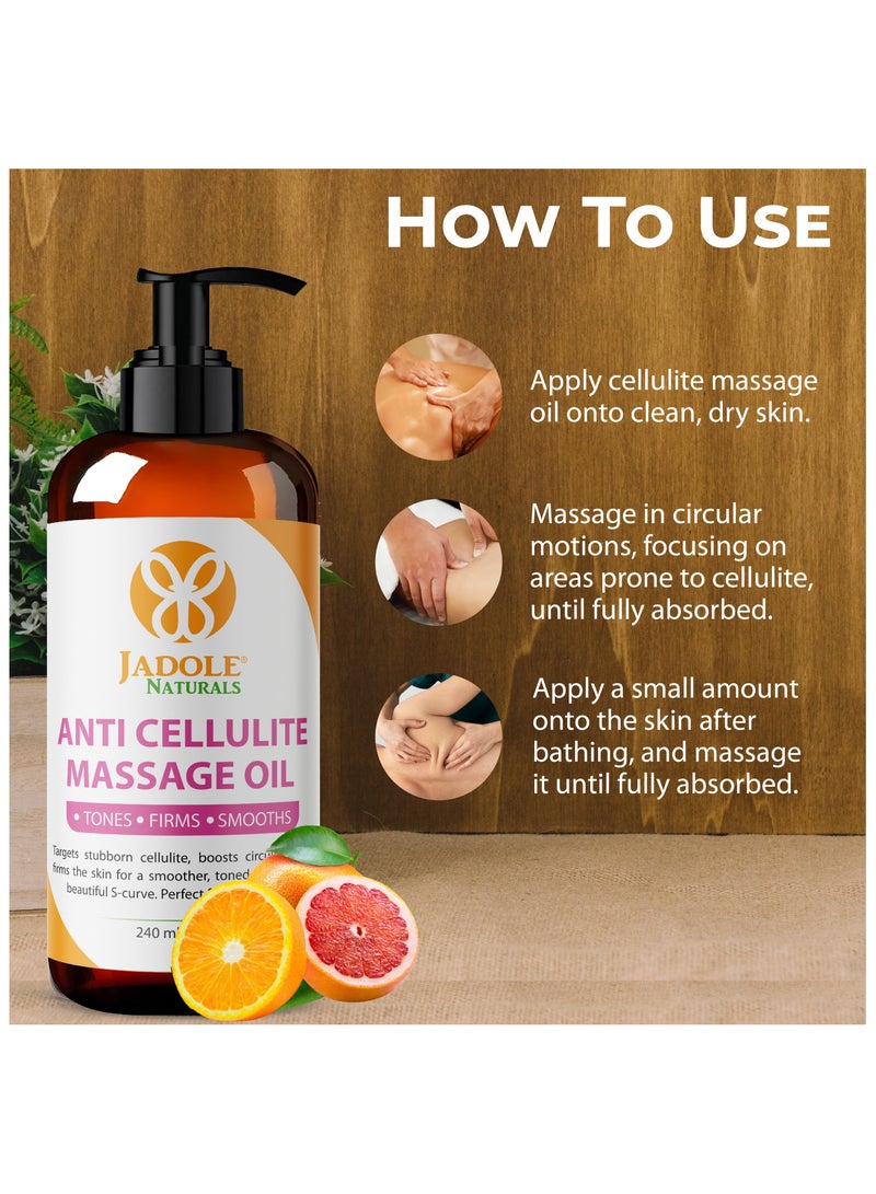 Jadole Naturals Anti-Cellulite Treatment Massage Oil 240ml, Firming, Toning, Smoothing & Moisturizing - Image 3