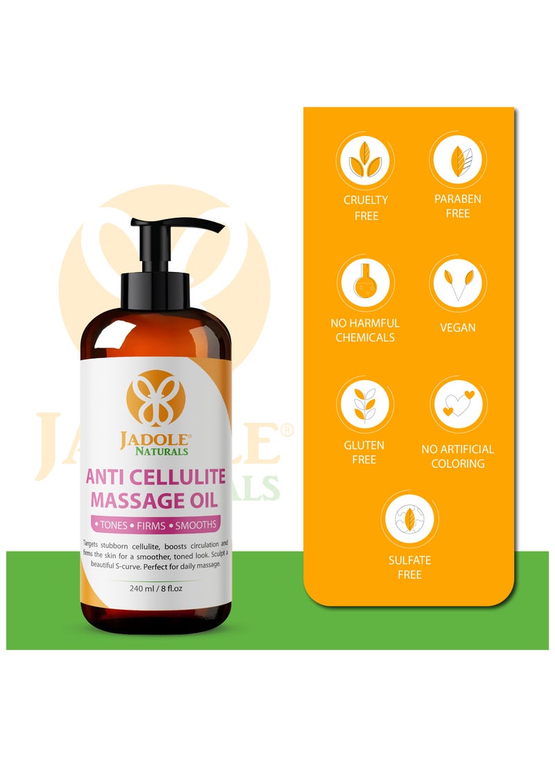 Jadole Naturals Anti-Cellulite Treatment Massage Oil 240ml, Firming, Toning, Smoothing & Moisturizing - Image 5