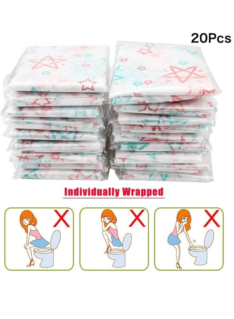 FengSVMA 20 Pack Toilet Seat Covers Disposable, Extra Large XL Portable Potty Seat Covers for Kids and Toddler Potty Training or Home Travel Public Toilet Use(with Stick Tape,Individually Wrapped) - Image 2