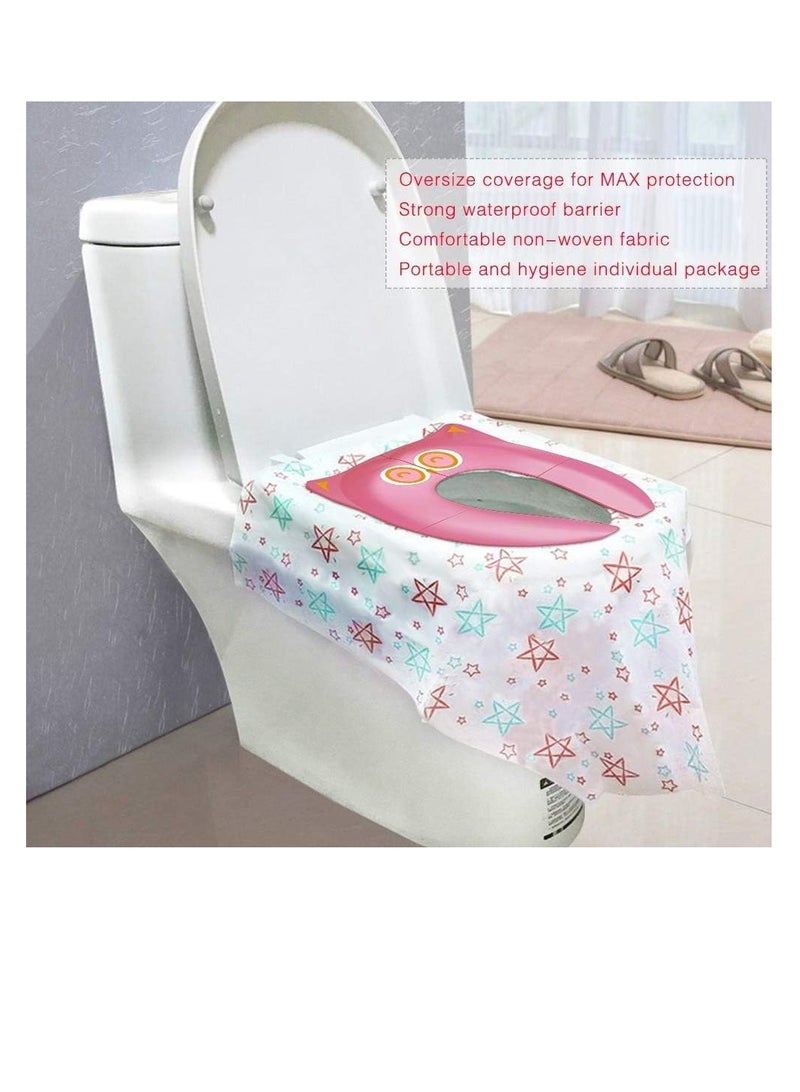 FengSVMA 20 Pack Toilet Seat Covers Disposable, Extra Large XL Portable Potty Seat Covers for Kids and Toddler Potty Training or Home Travel Public Toilet Use(with Stick Tape,Individually Wrapped) - Image 4