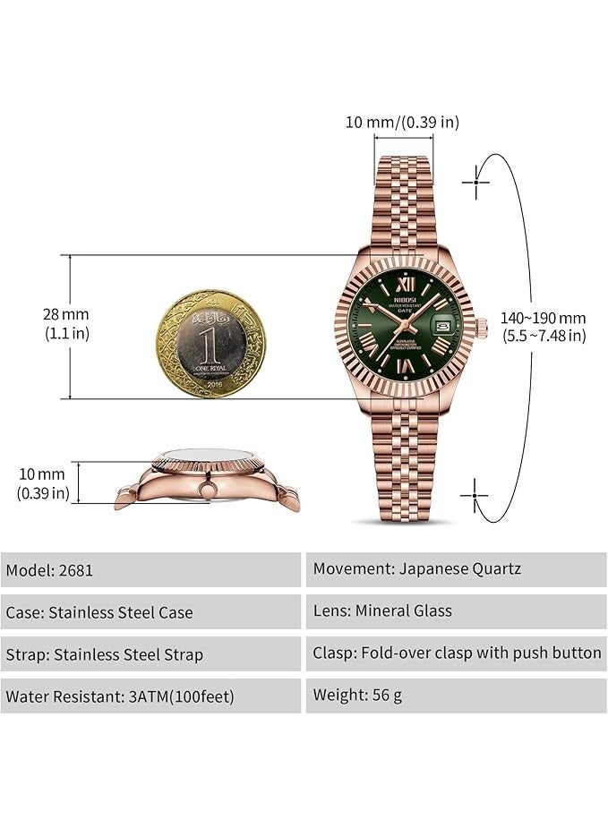 NIBOSI Women Watch Analog Quartz Stainless Steel Waterproof Classic Desiger Date Watches for Women - Image 2
