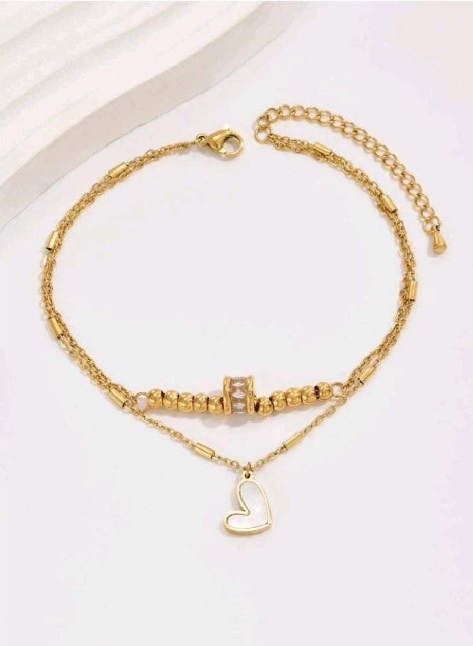 خلخال نسائي عصري وأنيق من الاستانلس ستيل باللون الذهبي - Image 3