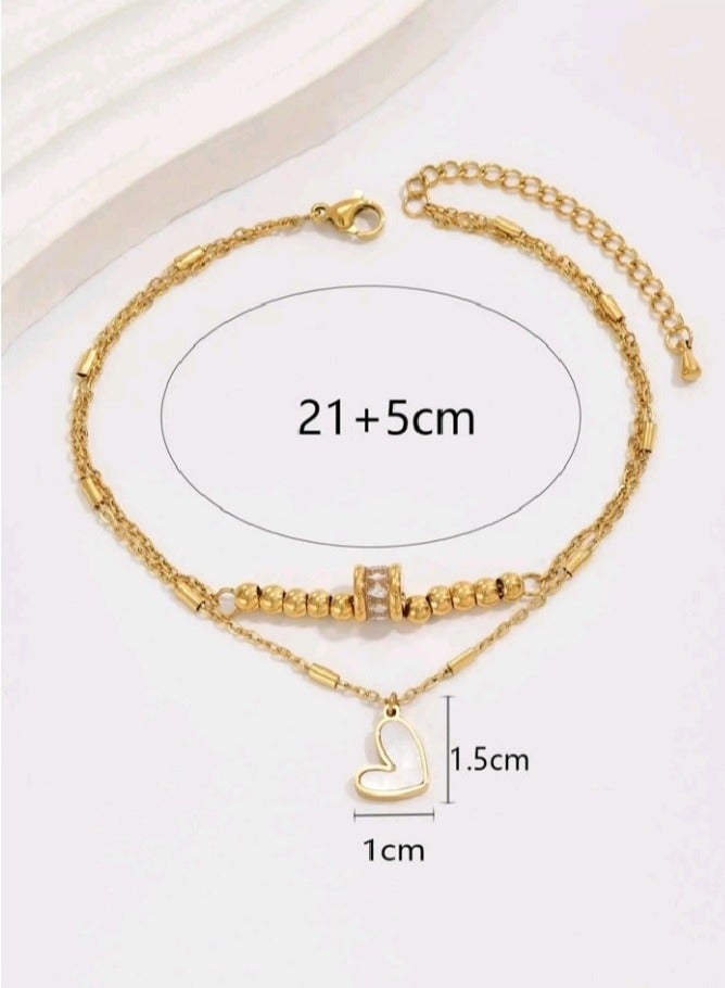 خلخال نسائي عصري وأنيق من الاستانلس ستيل باللون الذهبي - Image 4