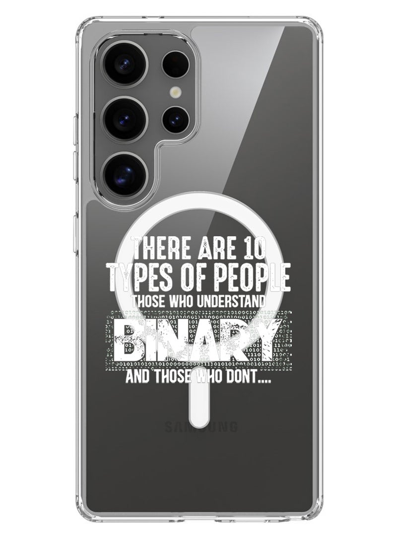 Theodor Magnetic Case for Samsung Galaxy S25 Ultra 6.9-inch Compatible with MagSafe Wireless Charging, Shockproof Phone Bumper Cover Binary White - Image 1