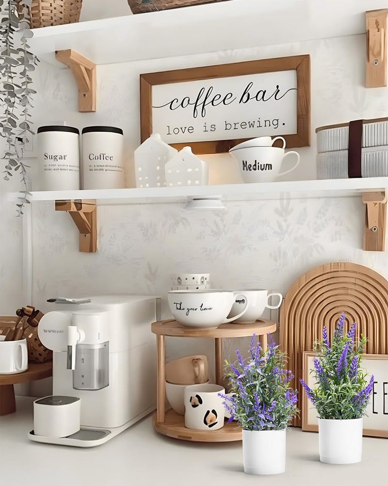 Coferset Lavender Flowers Artificial 4 Pack Small Fake Plant Potted 9.45" Lavender Flowers for Bathroom Kitchen Bedroom Farmhouse Shelves Desk Office Decor(4pcs) - Image 5