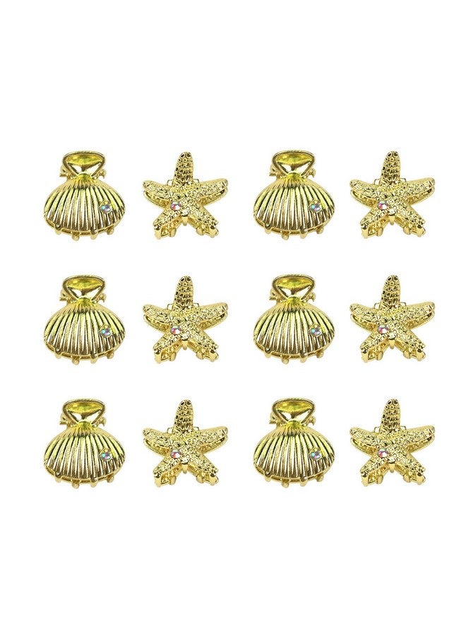 YISSION 12Pcs Metal Hair Clips Small Starfish Hair Clip Shell Claw Clip Mermaid Hair Accessories For Girls Women Beach Party - Image 1