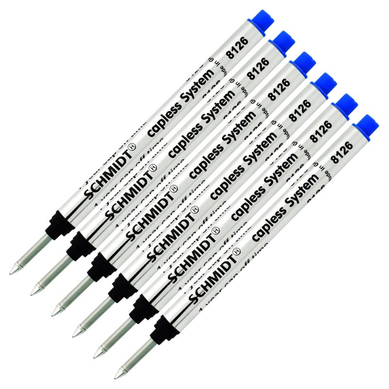 Schmidt 8126 Long Capless Rollerball Refill Blue Ink Fine Tip 06mm Pack of 6 - Image 2
