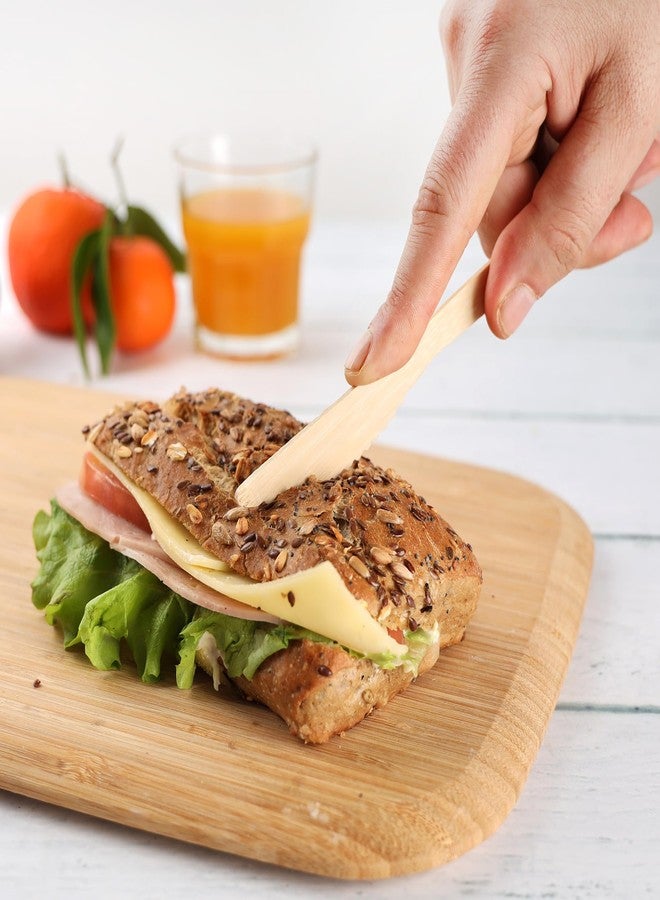 GUSTO [100 Count Natural Bamboo Disposable Knives - Biodegradable and Eco-Friendly Utensils for Outdoors, Parties, and Events - Image 3