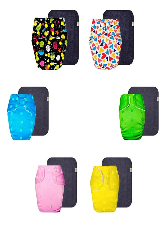 Dumbledo Premium Cloth Diaper with Gray Insert (Pack of 6) | Hypoallergenic | Reusable & Washable | Travel Friendly | All-Day Wear | 3 Months - 3 Years | Unisex Baby - Image 1