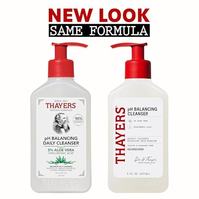 THAYERS pH Balancing Daily Cleanser, Face Wash with Aloe Vera, Gentle and Hydrating Skin Care for Dry, Oily, or Acne Prone Skin, 8 FL Oz. - Image 2