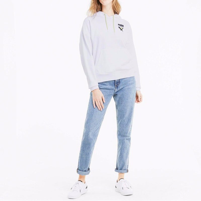 PUMA (WMNS) PUMA Tailored For Sport Hoodie 'White Black Green' - Image 4