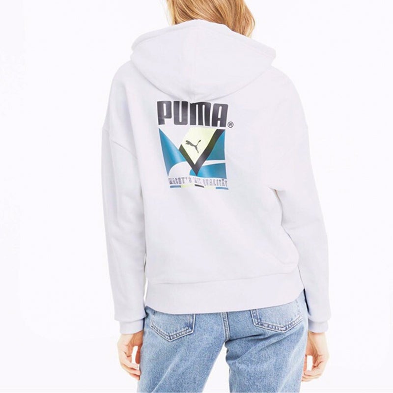 PUMA (WMNS) PUMA Tailored For Sport Hoodie 'White Black Green' - Image 3