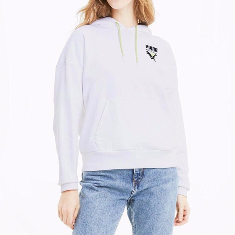 PUMA (WMNS) PUMA Tailored For Sport Hoodie 'White Black Green' - Image 2