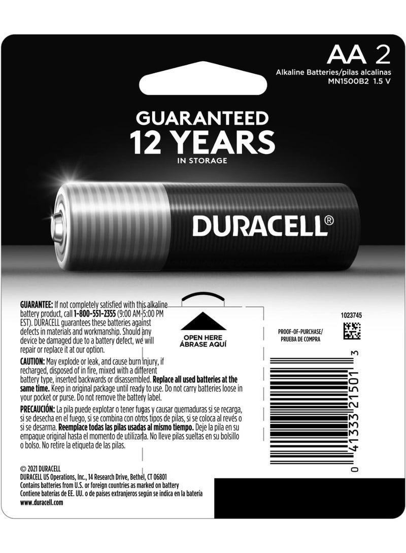 Duracell بطاريات دوراسيل كوبر توب AA مع مكونات تعزيز الطاقة عبوة 2 عدد بطارية AA مع طاقة طويلة الأمد بطارية قلوية AA للأجهزة المنزلية والمكتبية - Image 5