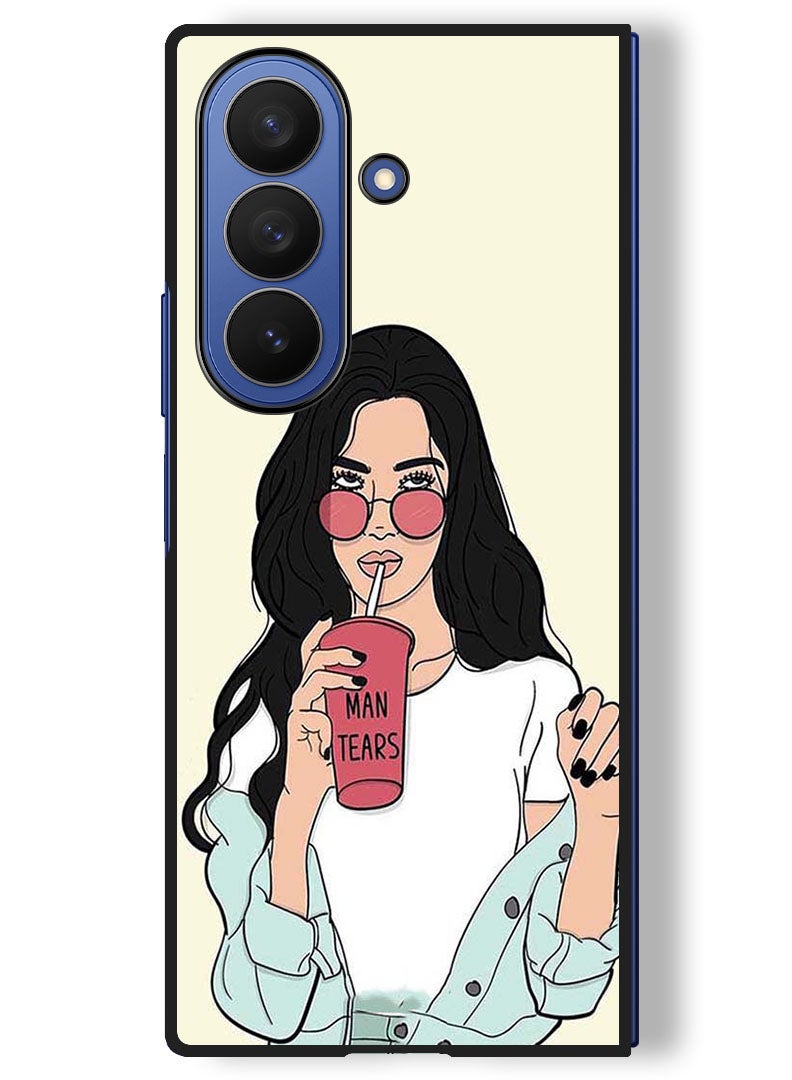 Theodor Case Compatible with Samsung Galaxy Z Fold 7 - 8 Inch Protection Shockproof Bumper Cover Girl Drinking Coffee - Image 1