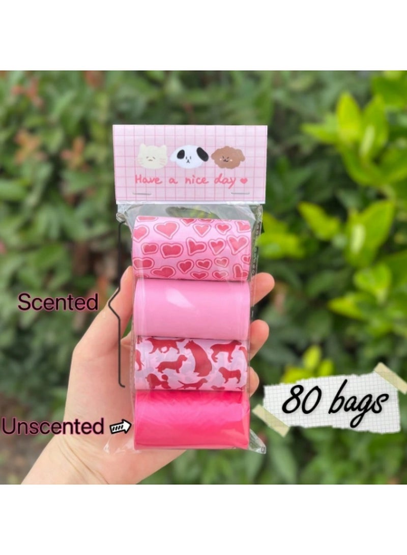 Scented & Unscented Pet Waste Bags – 80 Count Value Pack (4 Rolls) with Fun Prints - Image 1
