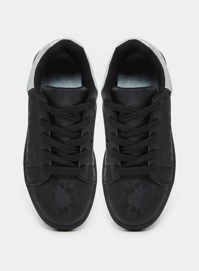 Styli Styli Black Floral Print Sneakers