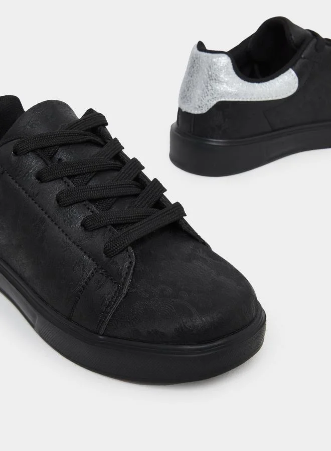 Styli Styli Black Floral Print Sneakers