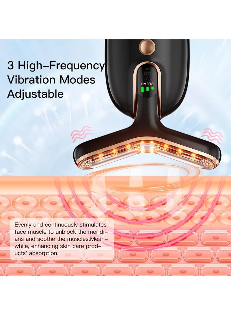 Neck Face Massager, Microcurrent-Facial-Device, Skin Rejuvenation Beauty Massager, Multifunctional Facial Massager, Face Sculpting Tool for Skin Care and Double Chin (Black Gold) - Image 4