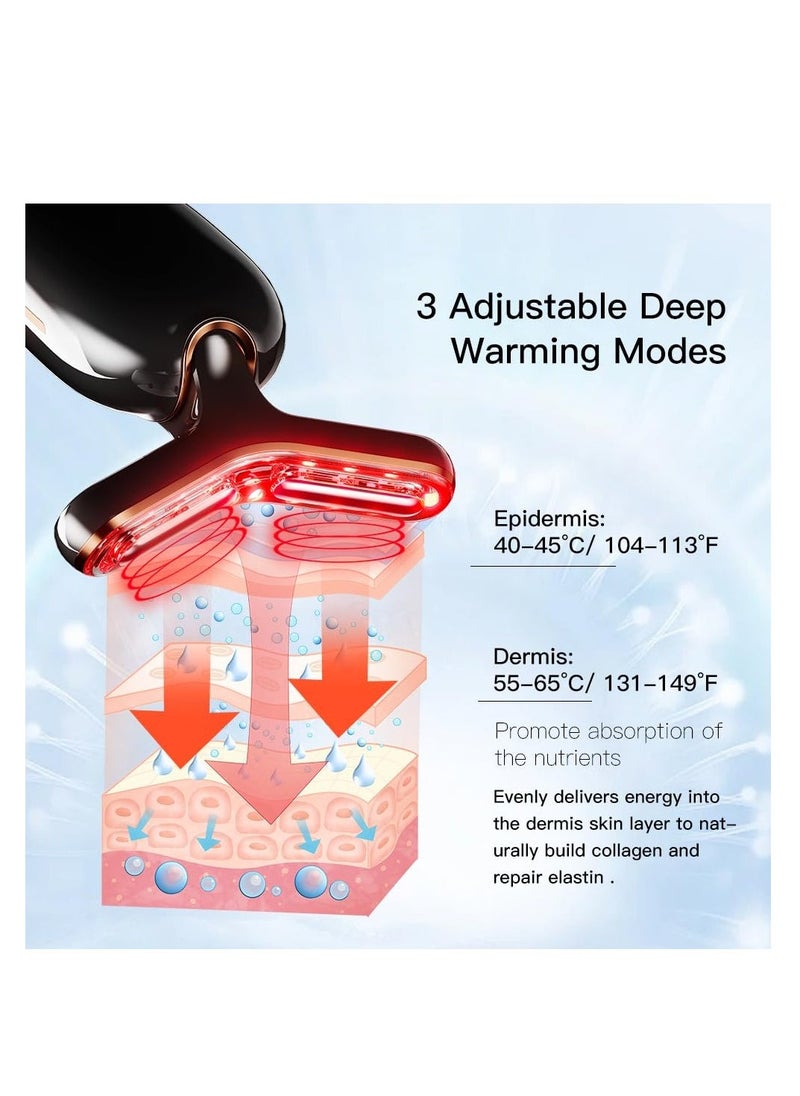 Neck Face Massager, Microcurrent-Facial-Device, Skin Rejuvenation Beauty Massager, Multifunctional Facial Massager, Face Sculpting Tool for Skin Care and Double Chin (Black Gold) - Image 2