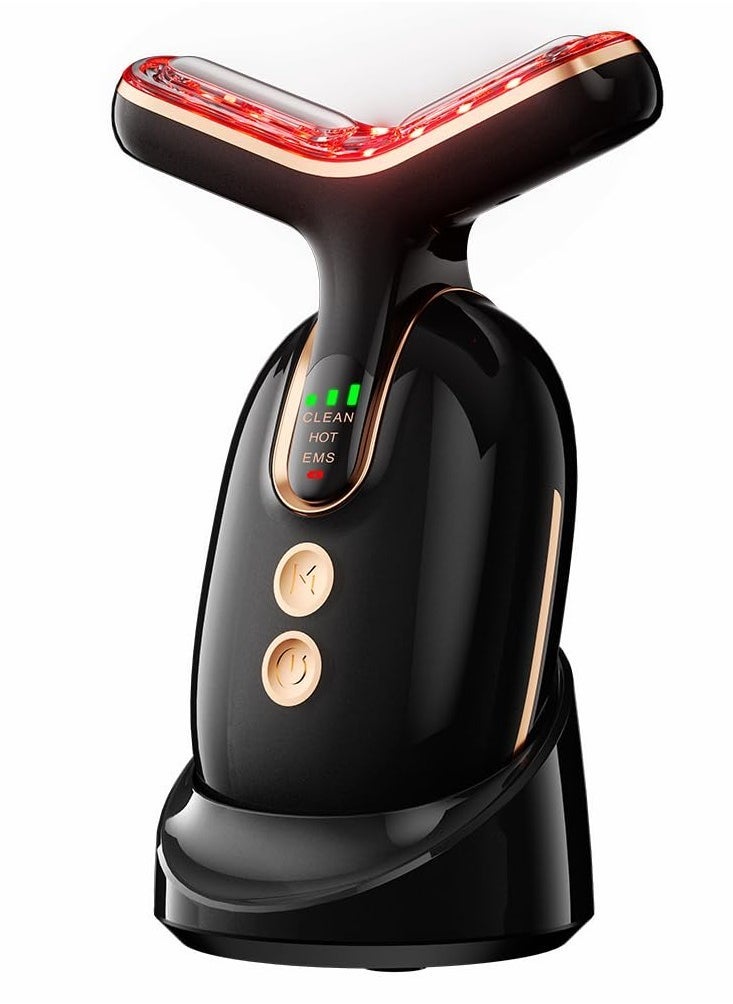 Neck Face Massager, Microcurrent-Facial-Device, Skin Rejuvenation Beauty Massager, Multifunctional Facial Massager, Face Sculpting Tool for Skin Care and Double Chin (Black Gold) - Image 1