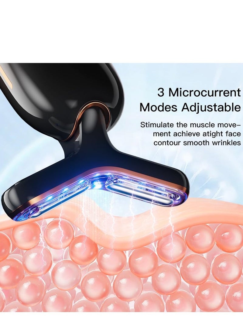 Neck Face Massager, Microcurrent-Facial-Device, Skin Rejuvenation Beauty Massager, Multifunctional Facial Massager, Face Sculpting Tool for Skin Care and Double Chin (Black Gold) - Image 3