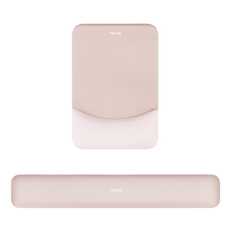 MOSISO Wrist Rest Support for Mouse Pad&Keyboard Set, Rectangular Ergonomic Mousepad Non-Slip Base Home/Office Pain Relief&Easy Typing Pad with Neoprene Cloth&Raised Silicone Lining, Apricot - Image 1