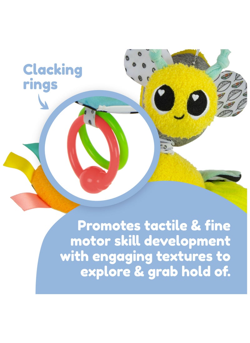 Lamaze - Buzzin' Bee Pram Toy: Vibrating Bumblebee with Pull-Flower Mechanism, Multi-Colored Sensory and Development Toy for Babies 0+ M, Ideal for On-the-Go Entertainment - Image 1