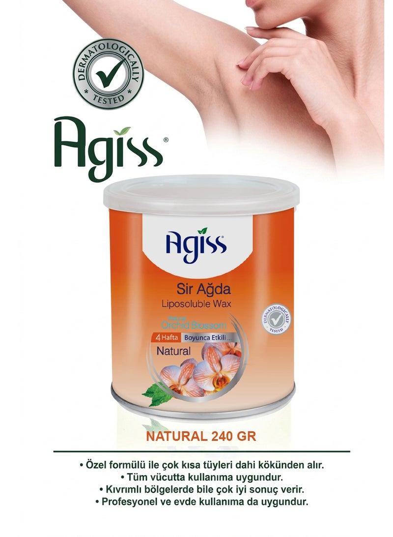 Agiss Liposoluble Sir Wax - Natural Orchid Blossom, 240g – Professional Hair Removal Wax for Sensitive Skin – Smooth Results for up to 4 Weeks – Dermatologically Tested - Image 2