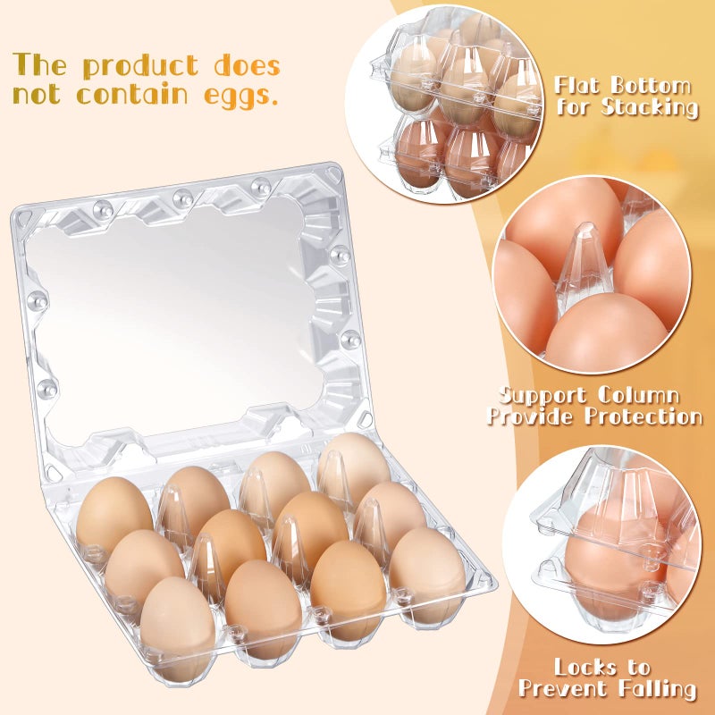 Zubebe 200 Pieces Clear Plastic Egg Carton - Bulk Empty Chicken Tray Holds Securely for Farm Business Market Home Refrigerator Storage (3 x 4 Grids) - Image 5