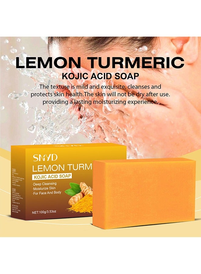 SNYD Lemon Turmeric Kojic Acid Soap-Vitamin C Turmeric Acid Soap for Dark Spot and Acne Mark-Improve Skin Texture,Fade Acne Mark , Reduce Dark Spot for Face and Body - Image 3