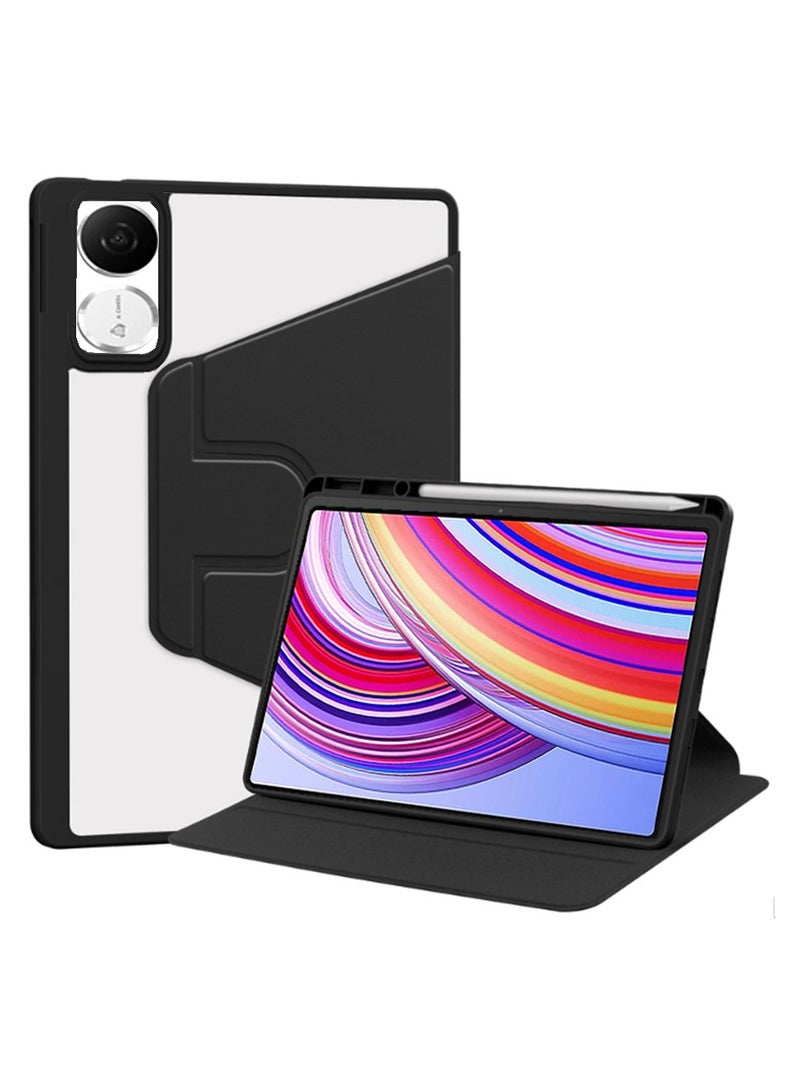 for Honor Pad V9 11.5 Inch Case Cover, Tablet Protective Case  , Acrylic 360 ° Rotating Design, Automatic Wake-up/sleep, Soft Leather, Black - Image 1