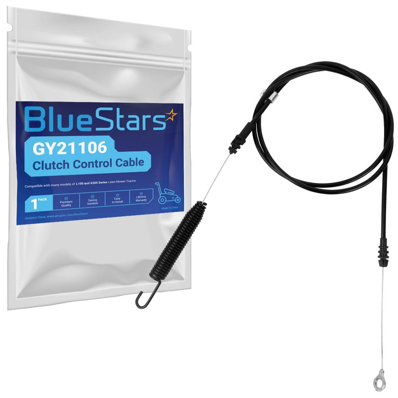 BlueStars GY21106 GY20156 Clutch Control Cable - For John Deere 42 inch Deck L100 L108 L110 L111 L118 LA105 LA110 LA115 LA125 LA135 X100 X120 X300 Series Riding Lawn Mower Tractor PTO Engagement Cable - Image 1