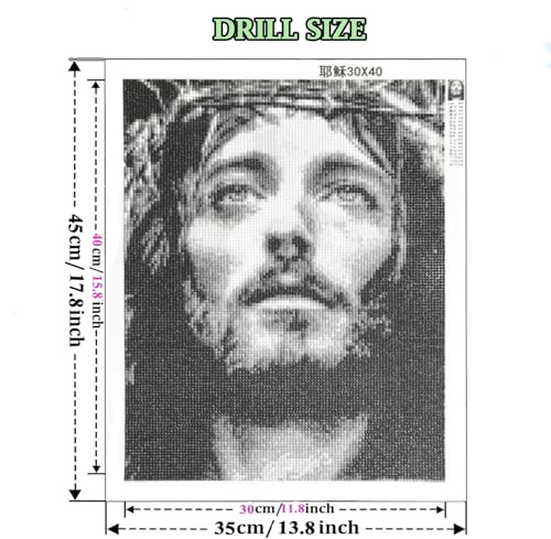 Apomelo Diamond Art Kit for Adults Jesus,Diamond Art Painting Kit Christ Religious Diamond Art Craft for Decor, Jesus Crowned with Thorns(14×18 inches,Boxed) - Image 3