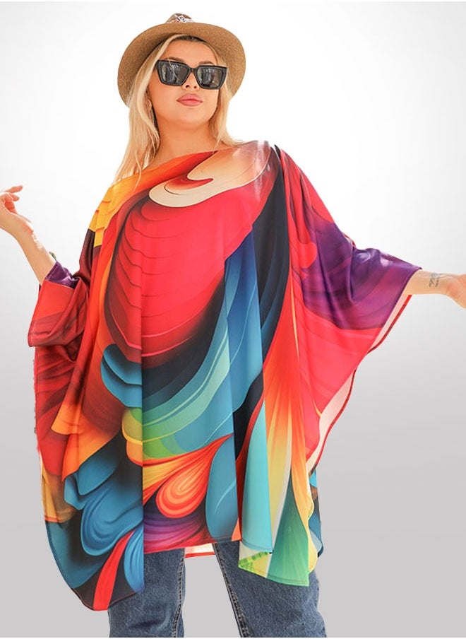 Zmurud Autumn poncho - printed  - Image 1