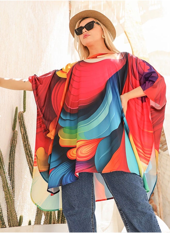 Zmurud Autumn poncho - printed  - Image 4
