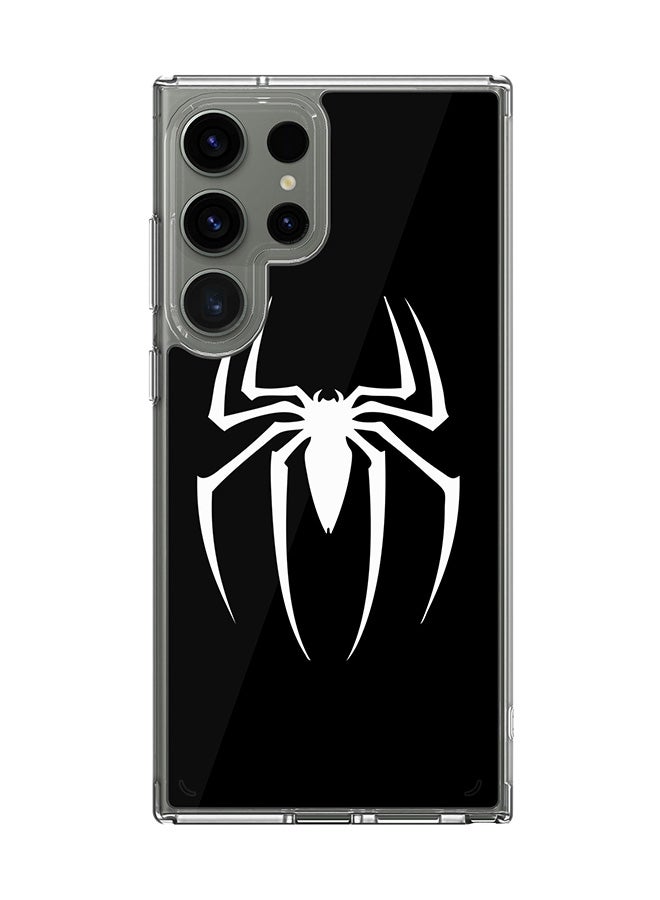 Stylizedd حافظة شفافة كلاسيكية لهاتف سامسونج جالاكسي S24 ألترا، حافظة هجين ناعمة حواف مرنة مضادة للسقوط TPU PC جل رقيقة شفافة - سبايدرمارك (أسود) - Image 1