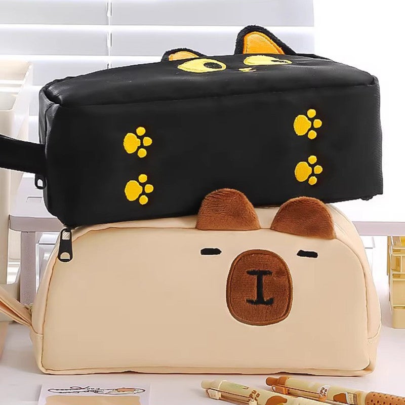 Cat Pencil Case: Black, Large Capacity With Insert & Mesh Pockets - Top Opening For Easy Access, Wear-Resistant Soft Material For School Students, Travel Storage & Makeup Organization - Image 5