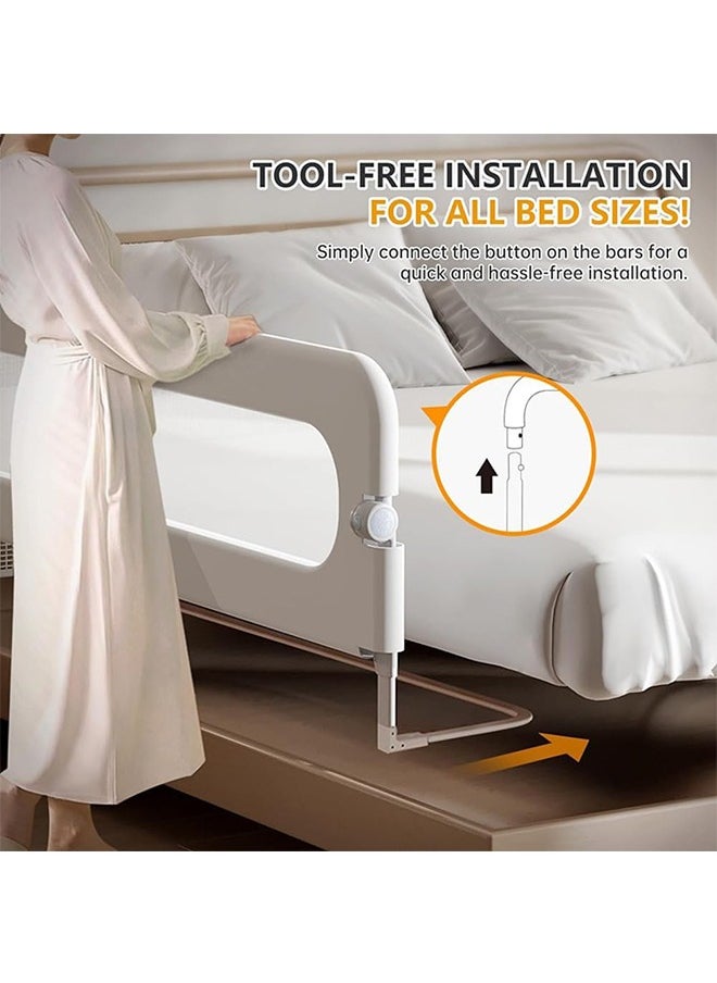 JCB CHIC - Bed Rail for Toddlers - 2M Toddler Bed Rails U Shape Baby Bed Rail Guard with Child Lock | Height Adjustable Kids Bed Guard Rail Safety Side Rails for Queen Size Bed - Image 1