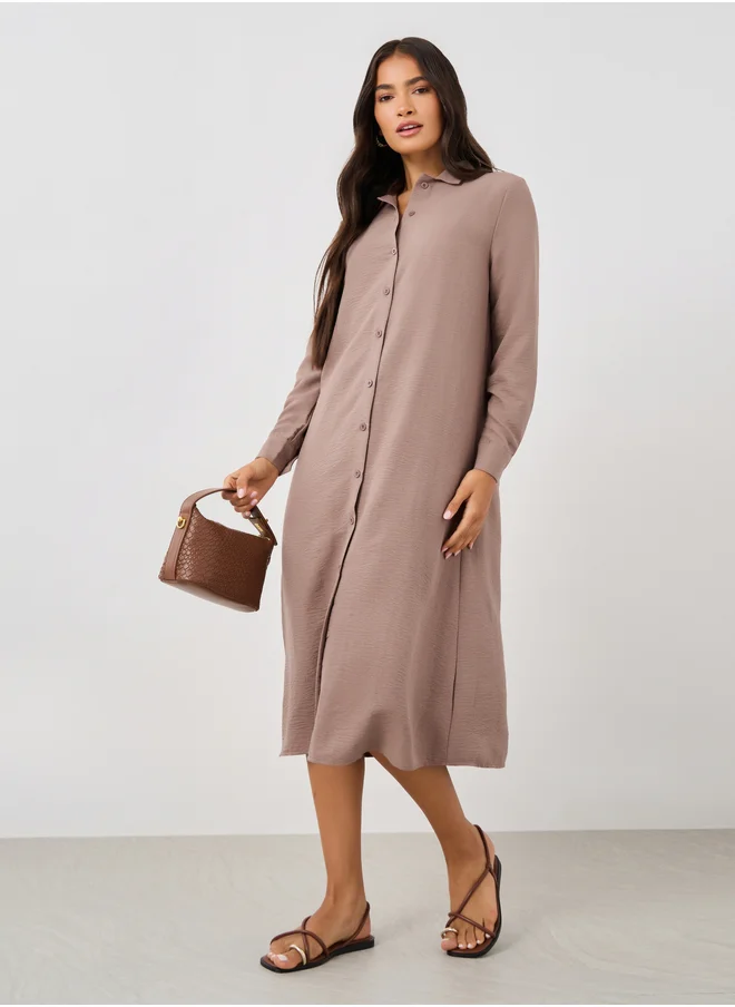 ستايلي Regular Fit Buttoned Spread Collar Kimono Shirt