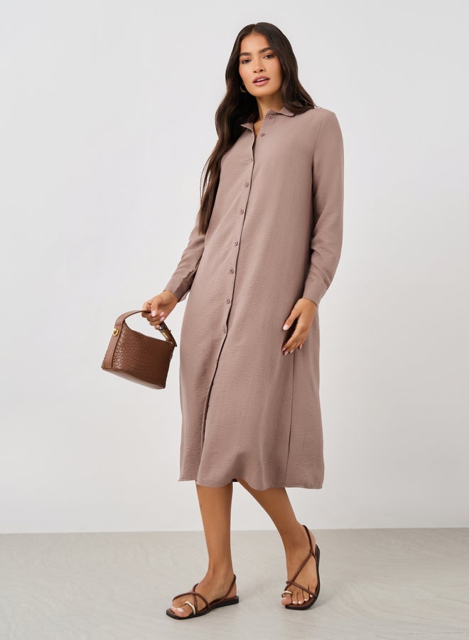 ستايلي قميص كيمونو بياقة عريضة وأزرار بقصة عادية - Image 3