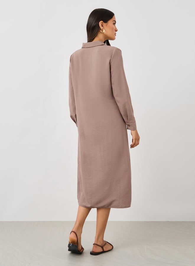 ستايلي قميص كيمونو بياقة عريضة وأزرار بقصة عادية - Image 5