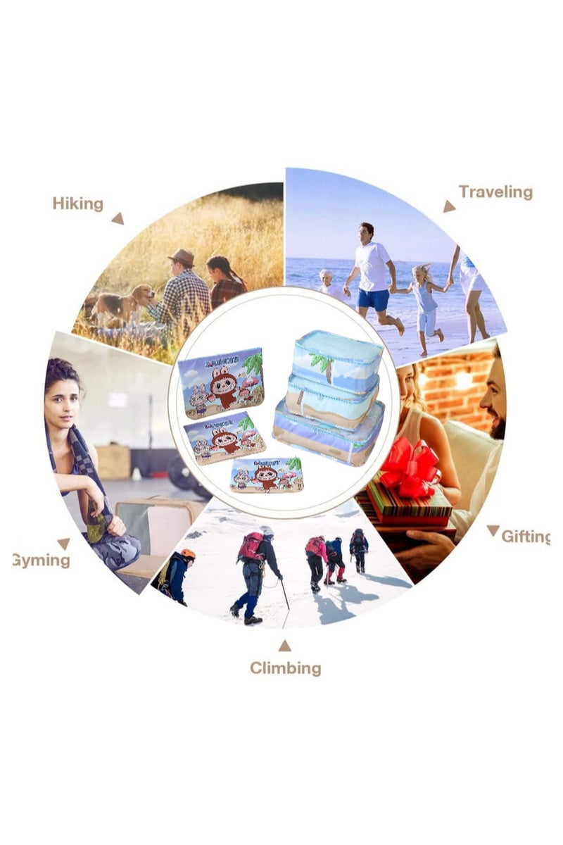 ألعاب تي إن بوب مارت لابوبو 6 قطعة تنظيم السفر مجموعة. تهوية الشبكة + مختومة رطوبة مقاومة. تخزين الملابس الداخلية / الأحذية. تناسب الأمتعة 20-28 "  PL6TOS - Image 5