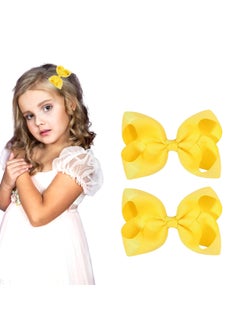 3 Inch Yellow Hair Bow Clips for Girls  Set of 2